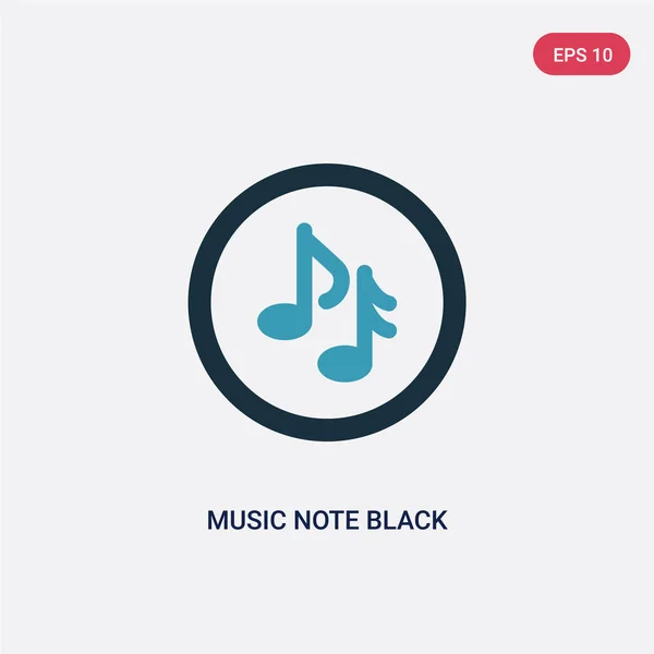 Twee kleur muziek Opmerking zwart vector pictogram van muziek concept. Isola — Stockvector