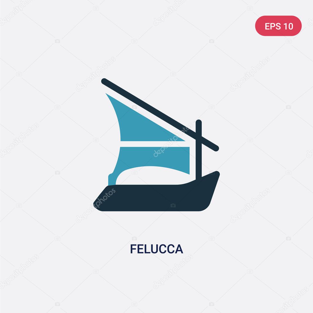 two color felucca vector icon from nautical concept. isolated bl