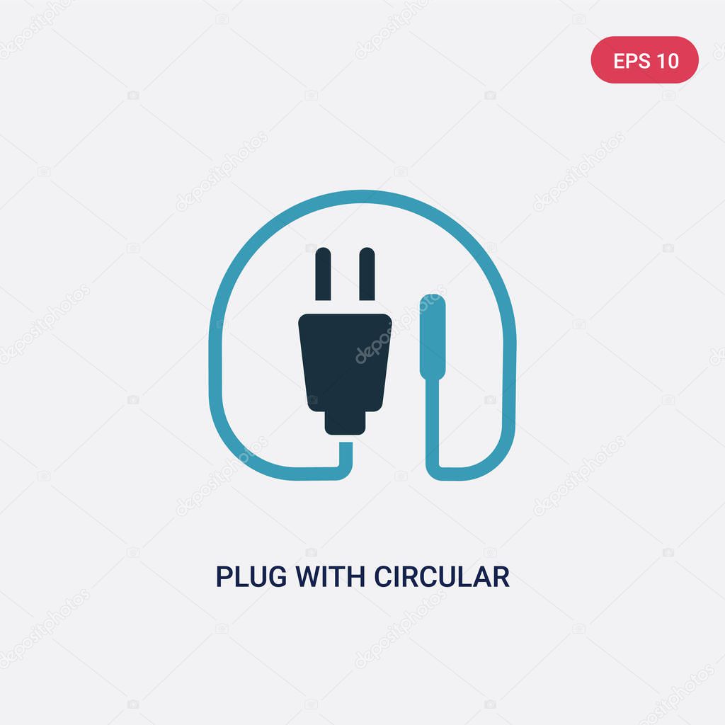 two color plug with circular cable vector icon from technology c