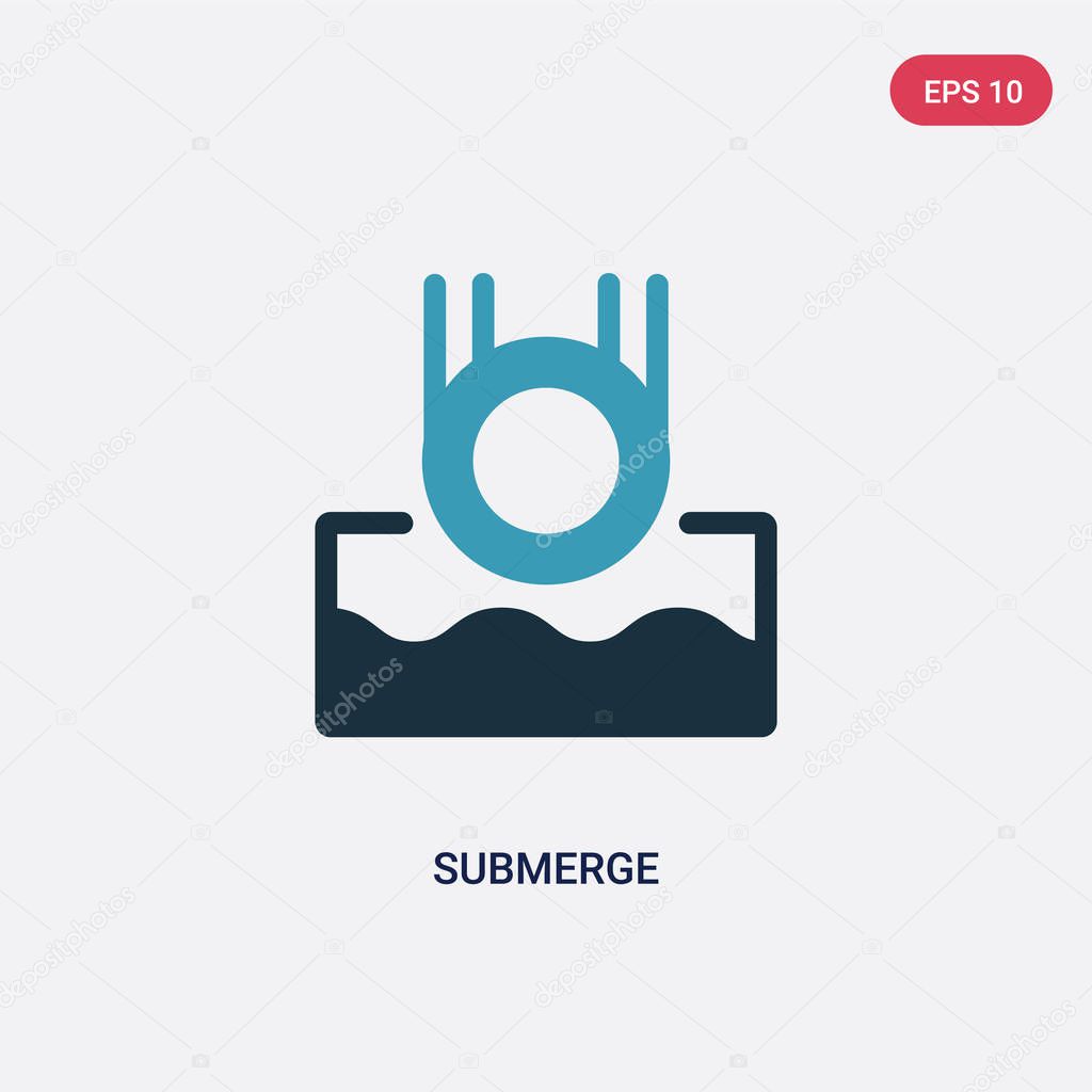two color submerge vector icon from science concept. isolated bl