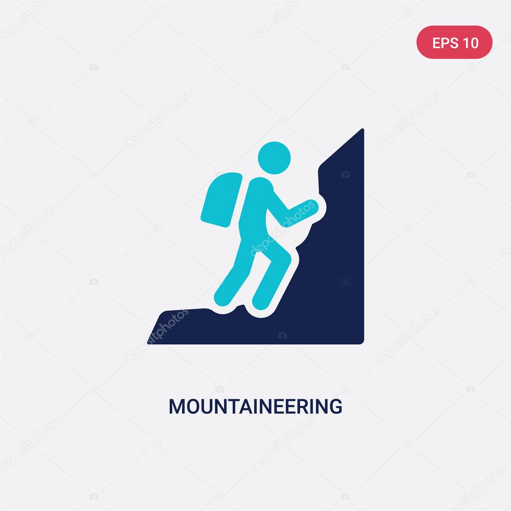 Two color mountaineering vector icon from activities concept. isolated blue mountaineering vector sign symbol can be use for web, mobile and logo. eps 10