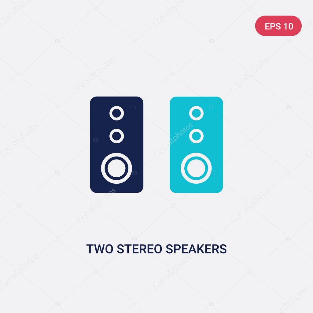 Two color two stereo speakers vector icon from hardware concept. isolated blue two stereo speakers vector sign symbol can be use for web, mobile and logo. eps 10