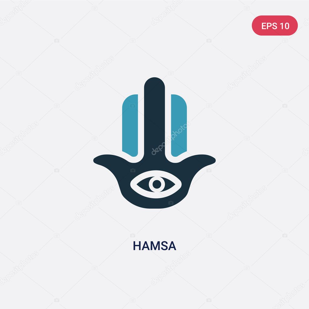 two color hamsa vector icon from religion concept. isolated blue