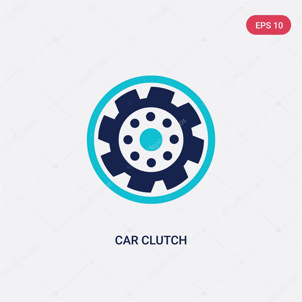 Two color car clutch vector icon from car parts concept. isolated blue car clutch vector sign symbol can be use for web, mobile and logo. eps 10