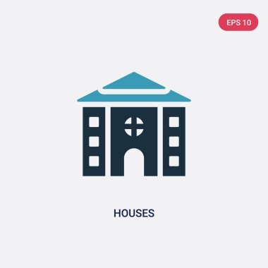 gayrimenkul kavramından iki renkli evler vektör simgesi. Izole 