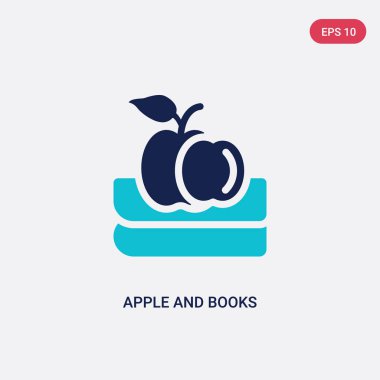 ekoloji kavramından iki renkli elma ve kitap vektör simgesi. isol