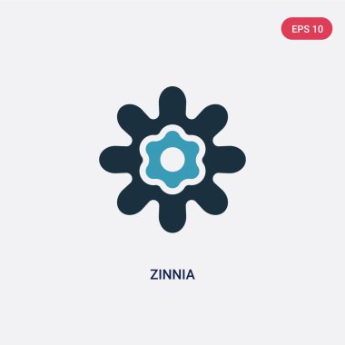 doğa kavramından iki renk zinnia vektör simgesi. izole mavi 