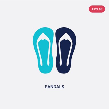 asya kavramından iki renkli sandalet vektör simgesi. izole mavi 