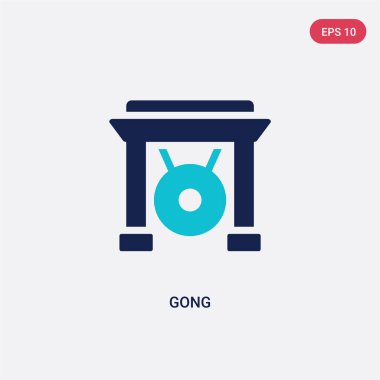 asya kavramından iki renkli gong vektör simgesi. izole mavi gon