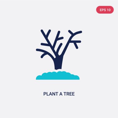 iki renk bitki ekoloji kavramından bir ağaç vektör simgesi. Yalıt