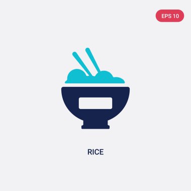 asya kavramından iki renkli pirinç vektör simgesi. izole mavi ric