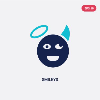 etik kavramından iki renk suratlar vektör simgesi. izole mavi