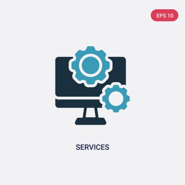 teknoloji kavramından iki renk hizmetleri vektör simgesi. Izole