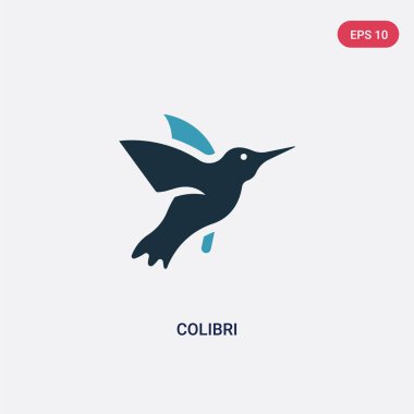 hayvanlar kavramından iki renk colibri vektör simgesi. izole blu