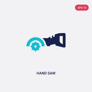 inşaat konseptinden iki renkli el testere vektör simgesi. isolat