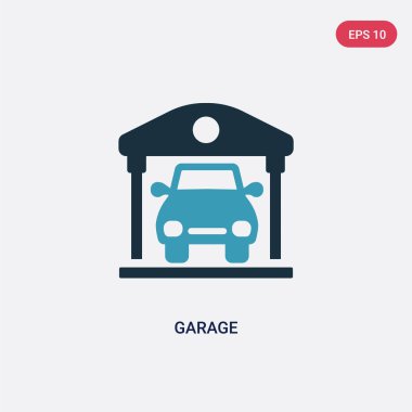 gayrimenkul kavramından iki renkli garaj vektör simgesi. Izole 