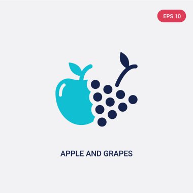 gıda kavramından iki renkli elma ve üzüm vektör simgesi. isolat