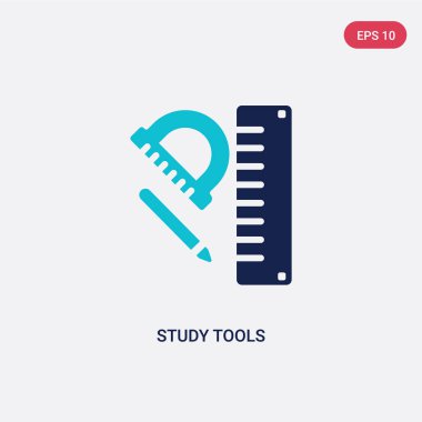 e-öğrenme kavramından iki renk çalışma araçları vektör simgesi. ısola