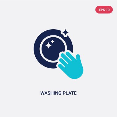 temizlik konseptinden iki renkli yıkama plakası vektör simgesi. ısola