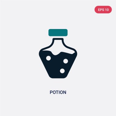 sihirli kavramından iki renk iksiri vektör simgesi. izole mavi p