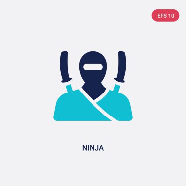 asya kavramından iki renkli ninja vektör simgesi. izole mavi ni