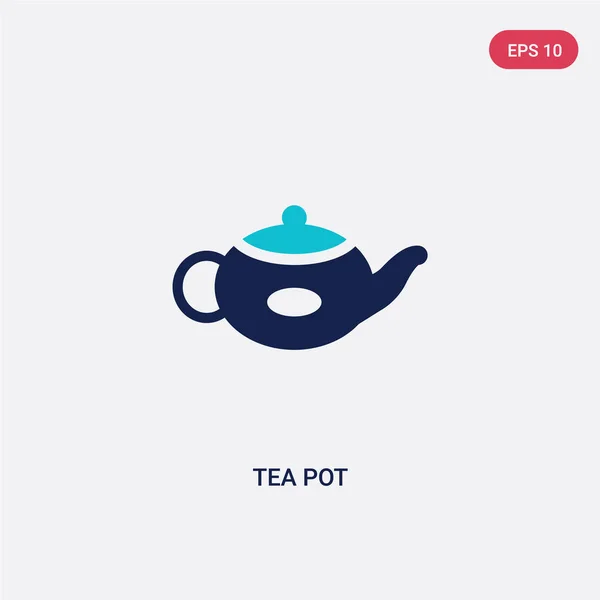 Deux couleur thé pot vecteur icône de nourriture et restaurant concept . — Image vectorielle