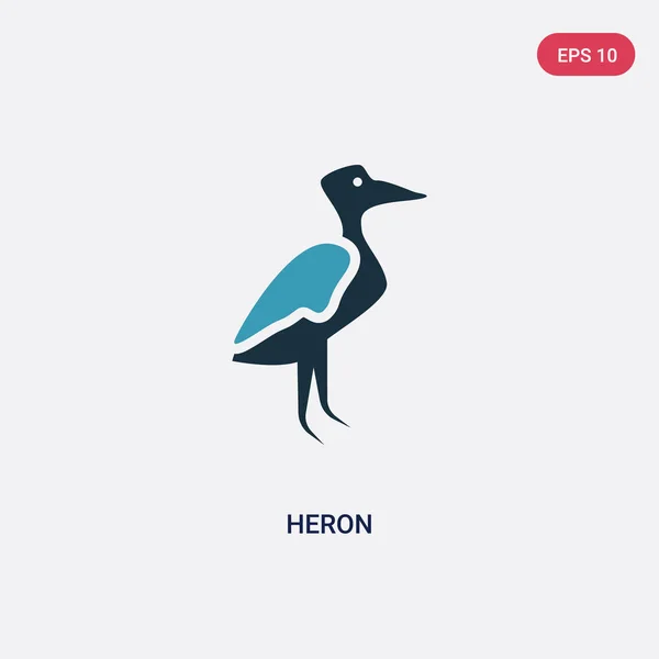 Dos color garza vector icono del concepto de animales. azul aislado — Vector de stock