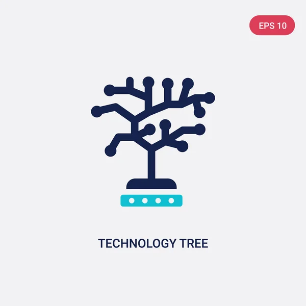 Dwa kolor drzewo Technologia ikona wektor ze sztucznego intellegen — Wektor stockowy
