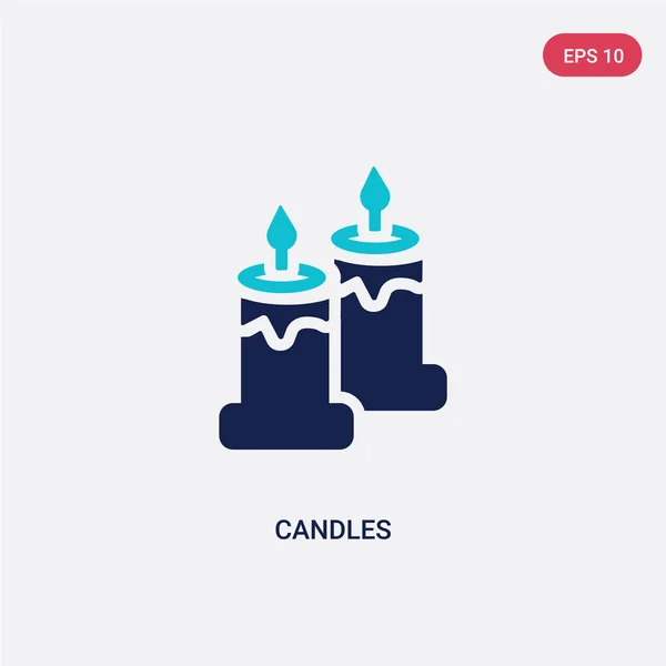 Dos velas de color icono vectorial de concepto de belleza. azul aislado — Vector de stock