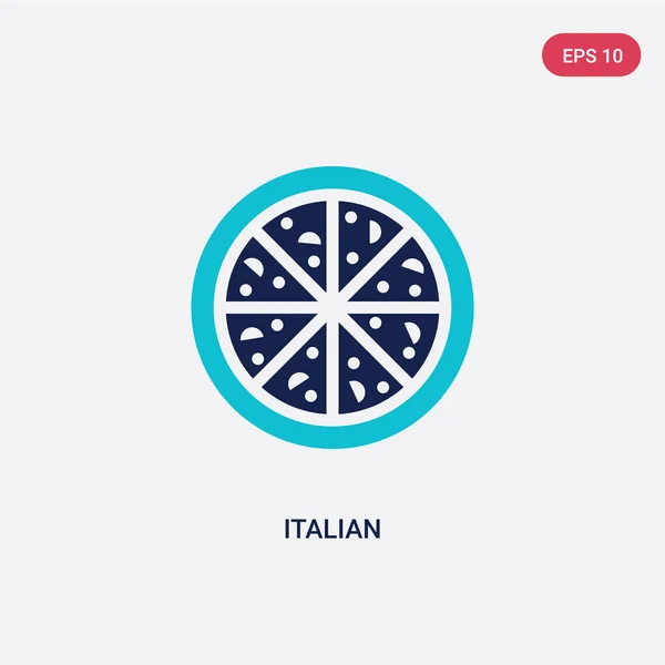 Icône vectorielle italienne deux couleurs du concept alimentaire. bleu isolé i — Image vectorielle