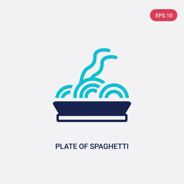 Deux plaques de couleur de spaghetti icône vectorielle de bistro et restaure — Image vectorielle