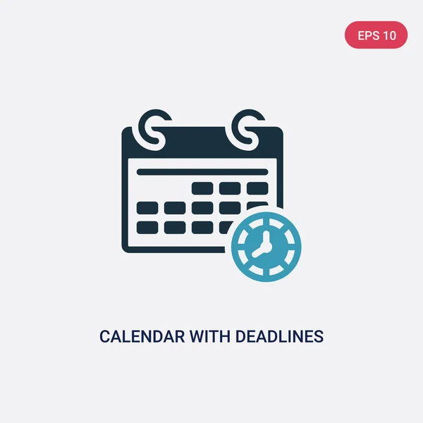Calendario a due colori con le scadenze icona vettoriale dalla produttività — Vettoriale Stock