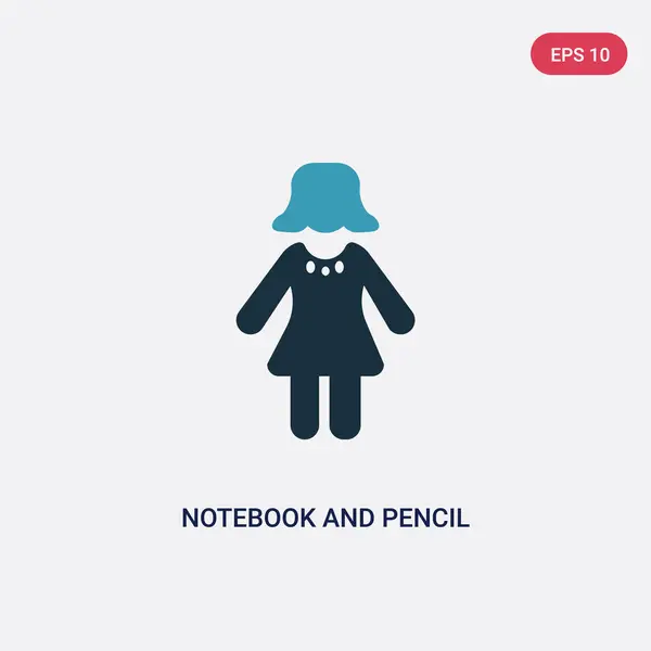 Two color notebook and pencil vector icon from people concept. i — Stock Vector