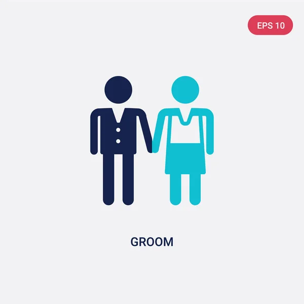 Twee kleur bruidegom vector pictogram van liefde & bruiloft concept. Isoleren — Stockvector