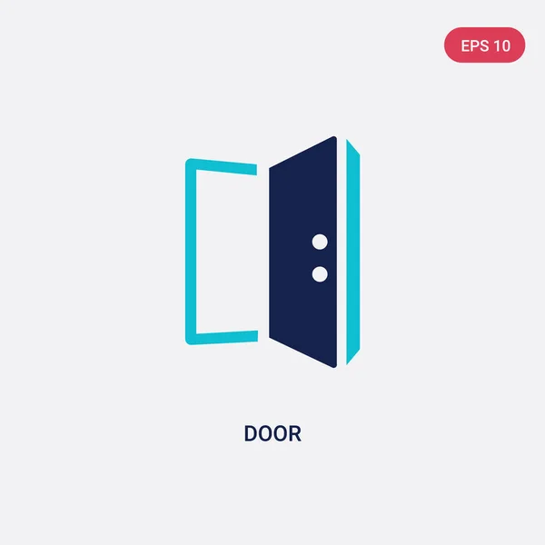 Icône vectorielle de porte à deux couleurs du concept de meubles. bleu isolé — Image vectorielle