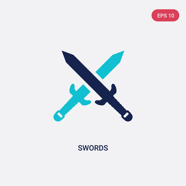 Duas espadas coloridas vetor ícone do conceito de história. azul isolado —  Vetores de Stock