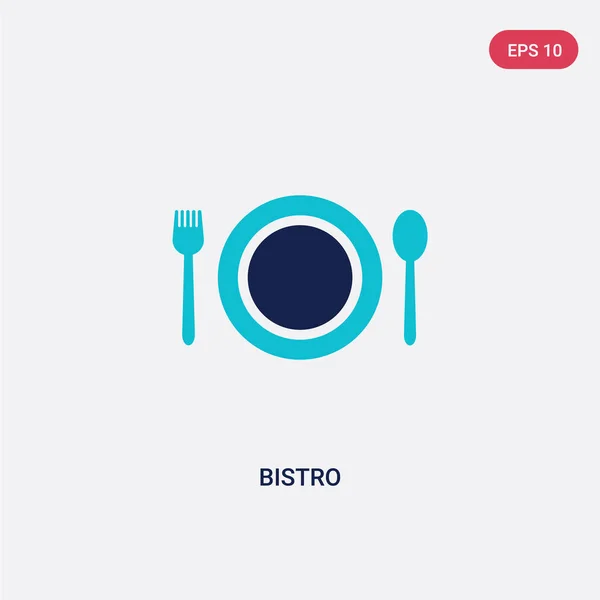 Zweifarbiges Bistro-Vektor-Symbol aus Food-Konzept. isolierter blauer Bi — Stockvektor