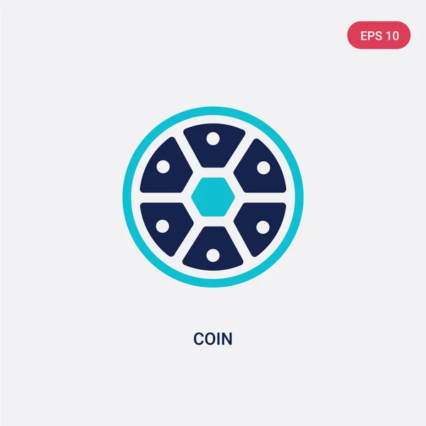 Icono de vector de moneda de dos colores del concepto de fútbol. azul aislado — Vector de stock