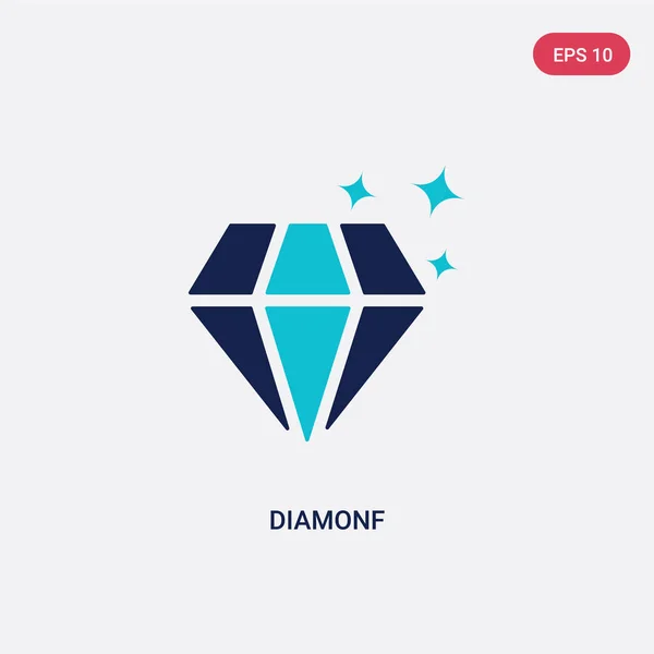 Tweekleurige diamonf vector icoon van gaming concept. geïsoleerde blauwe — Stockvector