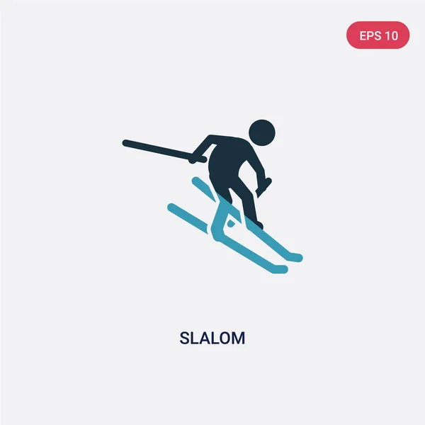 Dos color slalom vector icono de concepto deportivo. azul aislado — Archivo Imágenes Vectoriales