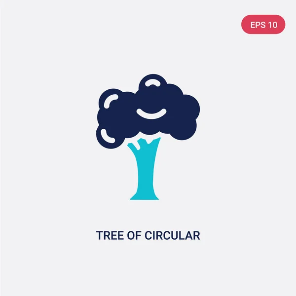 Árbol de dos colores del icono de vector de follaje circular de ecología conc — Vector de stock