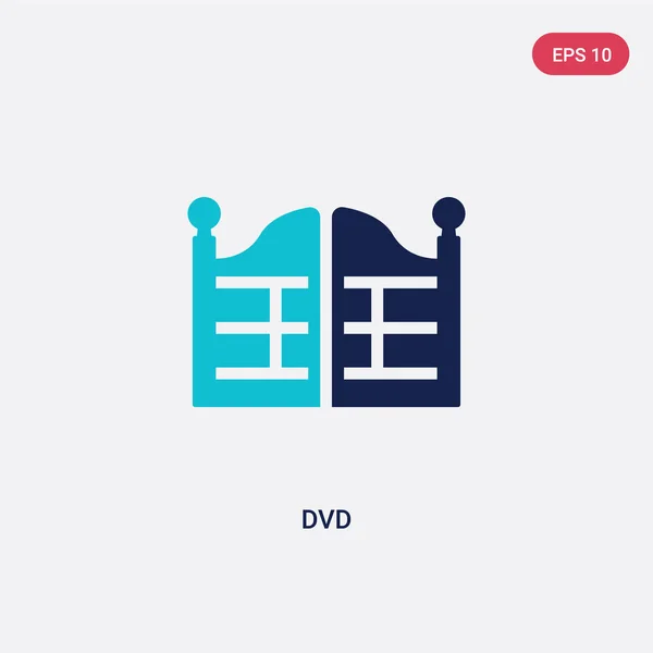 Dwa kolorowe DVD wektor ikona z koncepcji kina. na białym tle niebieski DVD — Wektor stockowy