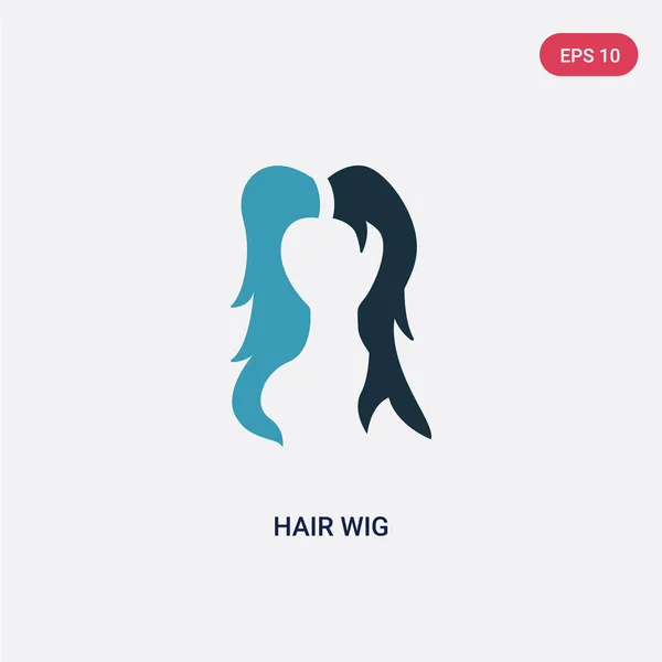 Dua warna rambut wig vektor ikon dari konsep pengguna. biru terisolasi - Stok Vektor