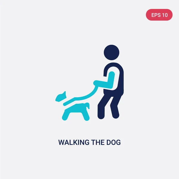 two color walking the dog vector icon from behavior concept. iso