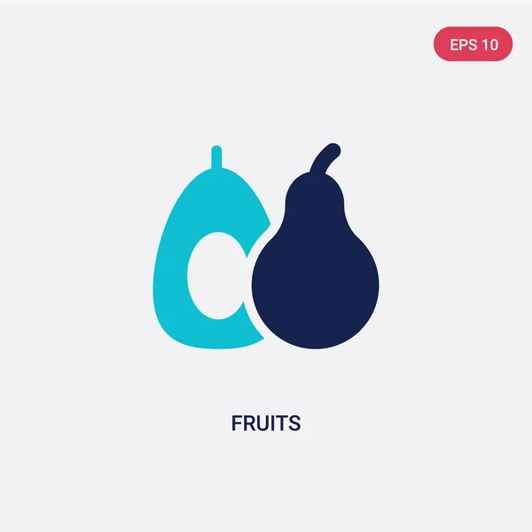 Dos frutas de color vector icono de concepto de alimentos. azul aislado fr — Vector de stock