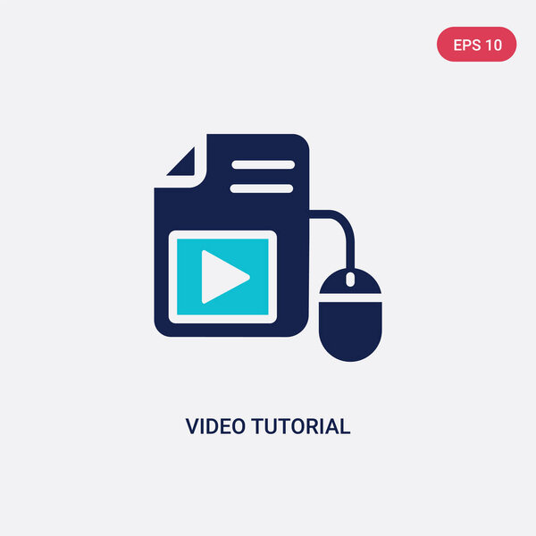 two color video tutorial vector icon from e-learning concept. is