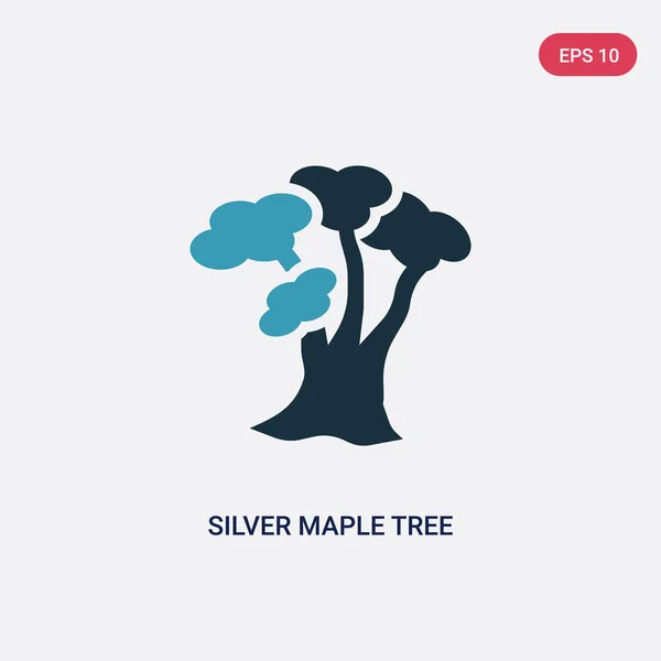 Dos color plata árbol de arce vector icono de concepto de la naturaleza. ISO — Vector de stock