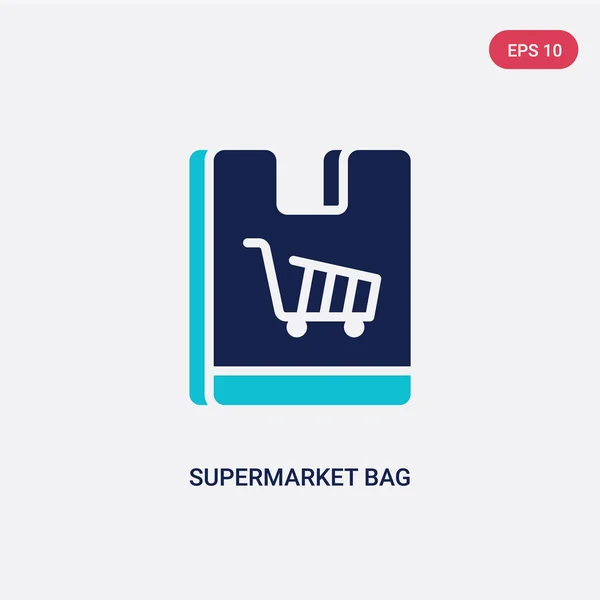 Twee kleuren supermarkt tas vector icoon van business concept. Iso — Stockvector