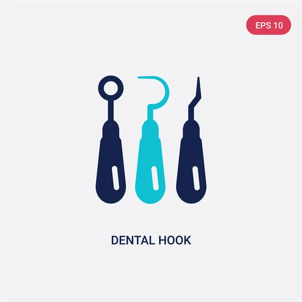 Icono de vector de gancho dental de dos colores del concepto de dentista. aislado — Vector de stock