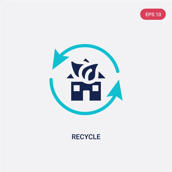 Deux couleur recycler icône vectorielle du concept d'écologie. blu isolé — Image vectorielle